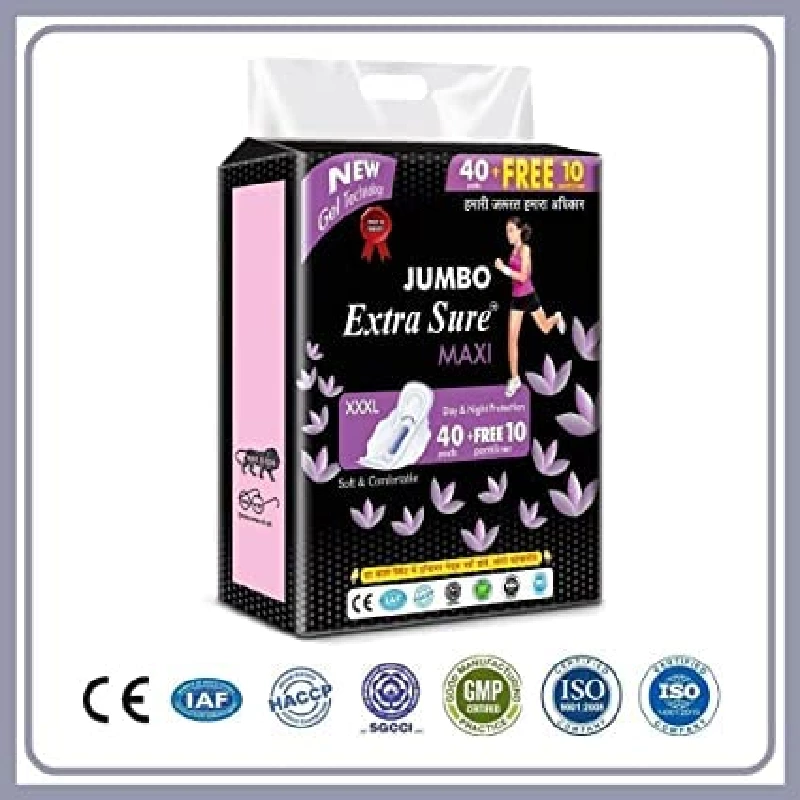 ANYTSH Extra Sure Jumbo XXXL Ultra Clean Soft Cotton Sanitary Pads, 100 Pads-4.webp
